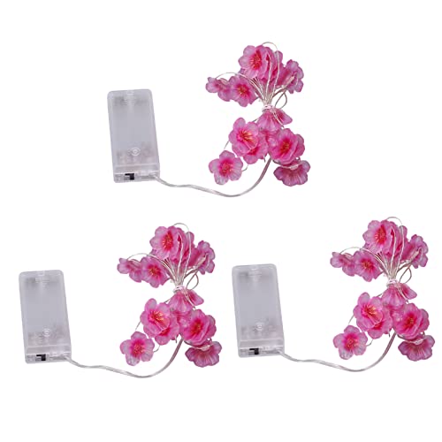 Wifehelper Sakura-Lichterkette, Lichterkette, Dekorativ, 3 Kirschblüten-Lichterketten, Blumen, Blumen, Netzteil, 3 Stück, LED-Zier-Himmellaternen (Rosa) von Wifehelper