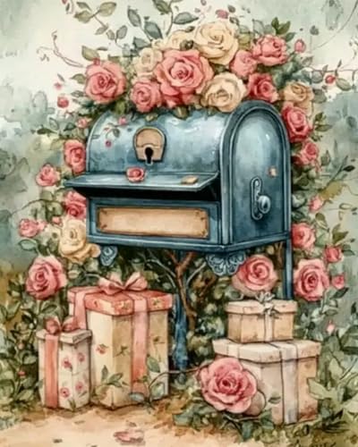Wihgkin Kreuzstich Stickpackungen Blumen-Briefkasten 11CT Erwachsene Sticken Set,DIY Stickbilder Vorgedruckt Kreuzstich für Anfänger Home Decor （40x50cm ） von Wihgkin