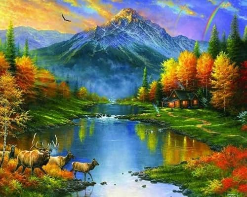 Wihgkin Kreuzstich Stickpackungen Landschaft 11CT Erwachsene Sticken Set,DIY Stickbilder Vorgedruckt Kreuzstich für Anfänger Home Decor （40x50cm ） von Wihgkin
