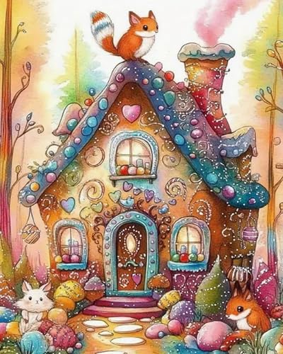 Wihgkin Kreuzstich Stickpackungen Traumhaus 11CT Erwachsene Sticken Set,DIY Stickbilder Vorgedruckt Kreuzstich für Anfänger Home Decor （40x50cm ） von Wihgkin