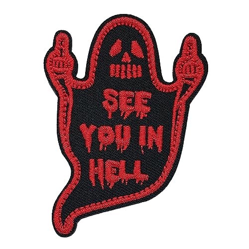 Wikineon Aufnäher mit Klettverschluss, See You in Hell Ghost Patch, Funny Meme Moral Tactical Military Patch, Embroidered Applique for Clothes, Backpacks, Wests, Jeans, Hats, Caps | Fastener Hook & Wikineon Aufnäher mit Klettverschluss, See You in Hell Ghost Patch, Funny Meme Moral Tactical Military Patch, Embroidered Applique for Clothes, Backpacks, Wests, Jeans, Hats, Caps | Fastener Hook & von Wikineon