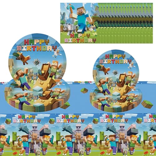 41 Stück Miner Geburtstag Deko, Kindergeburtstag Deko Jungen Pixel Thema, Pixel Party Dekoration Set mit Tellern, Servietten und Tischdecke 41 Stück Miner Geburtstag Deko, Kindergeburtstag Deko Jungen Pixel Thema, Pixel Party Dekoration Set mit Tellern, Servietten und Tischdecke von Wikrzeer