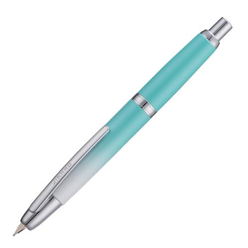 Jinhao 10 Capless Füllfederhalter mit Box, Farbverlauf Mintgrün einziehbare feine Feder mit Tintenkonverter-Set (Silber Clip) von Wikult