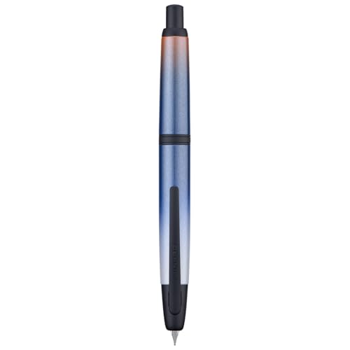 Jinhao 10 Press Füllfederhalter mit Box, Farbverlauf Dunkelblau Einziehbare extra feine Feder mit Tintenkonverter-Set (Schwarzer Clip) von Wikult