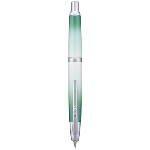 Jinhao 10 Press Füllfederhalter mit Box, Farbverlauf Grasgrün einziehbare extra feine Feder mit Tintenkonverter-Set (Silber Clip) von Wikult