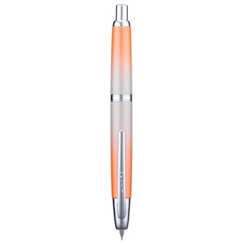 Jinhao 10 Press Füllfederhalter mit Box, Farbverlauf Hellorange einziehbare mittlere Feder mit Tintenkonverter-Set (Silber Clip) von Wikult