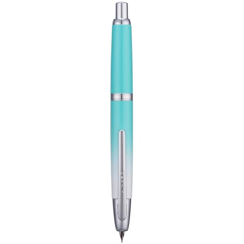 Jinhao 10 Press Füllfederhalter mit Box, Farbverlauf Mintgrün einziehbare extra feine Feder mit Tintenkonverter-Set (Silber Clip) von Wikult