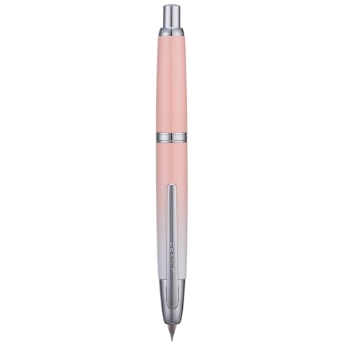 Jinhao 10 Press Füllfederhalter mit Box, Farbverlauf Pfirsich Rosa einziehbare extra feine Feder mit Tintenkonverter-Set (Silber Clip) von Wikult