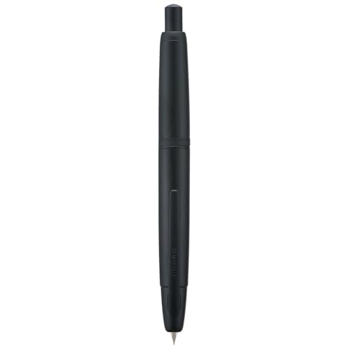 Jinhao 10 Press Füllfederhalter mit Box, Mattschwarze einziehbare mittlere Feder mit Tintenkonverter-Set (Schwarzer Clip) von Wikult