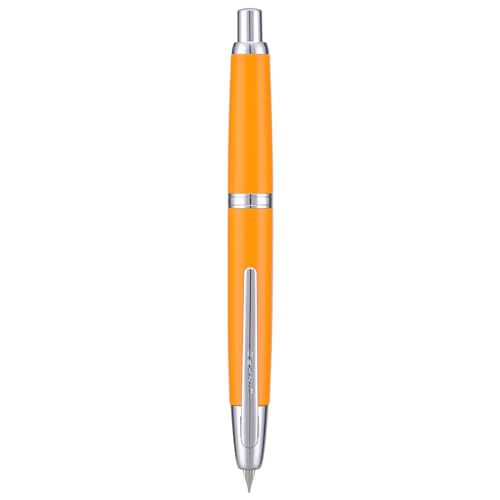 Jinhao 10 Press Füllfederhalter mit Box, Orange einziehbare mittlere Feder mit Tintenkonverter-Set (Silber Clip) von Wikult