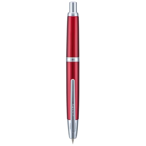 Jinhao 10 Press Füllfederhalter mit Box, Rosenrot einziehbare mittlere Feder mit Tintenkonverter-Set (Silber Clip) von Wikult