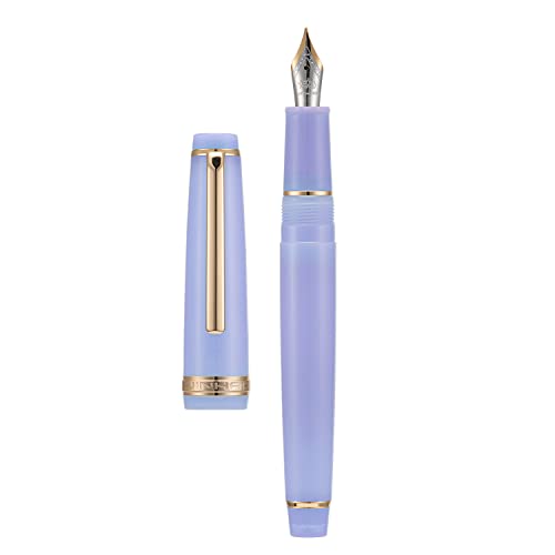 Jinhao 82 Acryl Füllfederhalter Iridium Meidum Feder mit Tintenkonverter Transparent Lila Klassisches Design Glattes Schreiben Stift (Goldrand) von Wikult