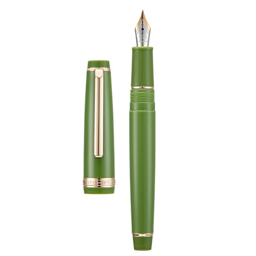 Jinhao 82 Avocado Grün Acryl Füllfederhalter, Iridium Feine Spitze Klassisches Design Glatter Schreibstift mit Tintenkonverter (Goldrand) von Wikult