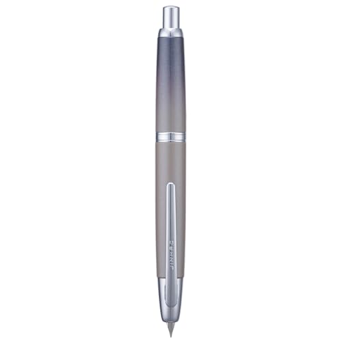 Jinhao 10 Press Füllfederhalter mit Box, Farbverlauf Grau einziehbare, extra feine Feder mit Tintenkonverter-Set (Silber Clip) von Wikult
