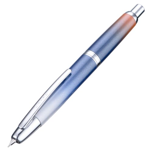 Jinhao 10 Capless Füllfederhalter mit Box, Farbverlauf Dunkelblau einziehbare feine Feder mit Tintenkonverter-Set (Silber Clip) von Wikult
