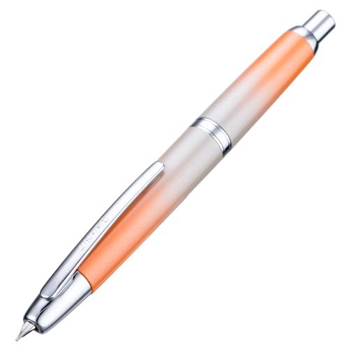 Jinhao 10 Capless Füllfederhalter mit Box, Farbverlauf Hellorange Einziehbare feine Feder mit Tintenkonverter-Set (Silber Clip) von Wikult