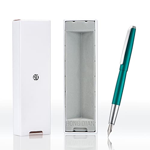 Personalisierter Hong-Dian 525 grüner Füllfederhalter, extra feine Feder, klassisches Design mit Geschenkbox-Set, graviert mit Ihrem Namen von Wikult