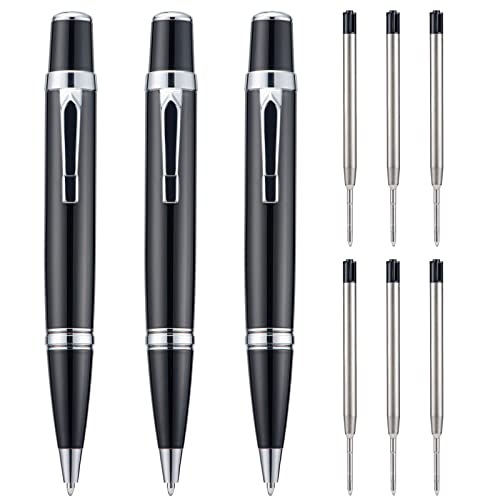 Wikult Mini-Kugelschreiber mit extra Ersatzminen, 1 mm mittlere Spitze, schwarze Tinte, glattes Schreiben, Metallstift für Geschäft, Büro, Lehrer, Studenten, Hochzeit, Gastgeschenk (silberfarbener Wikult Mini-Kugelschreiber mit extra Ersatzminen, 1 mm mittlere Spitze, schwarze Tinte, glattes Schreiben, Metallstift für Geschäft, Büro, Lehrer, Studenten, Hochzeit, Gastgeschenk (silberfarbener von Wikult