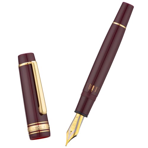 Yongsheng Junlai 930 Acryl-Füllfederhalter, Größe 9, breite Feder mit Kolbenfüllsystem, weinroter Zaun-Tintenbehälter mit flachem Oberteil, glattes Schreiben, goldfarbener Rand Yongsheng Junlai 930 Acryl-Füllfederhalter, Größe 9, breite Feder mit Kolbenfüllsystem, weinroter Zaun-Tintenbehälter mit flachem Oberteil, glattes Schreiben, goldfarbener Rand von Wikult