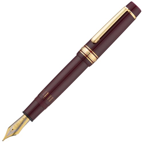 Wikult Yongsheng Junlai 930 Acryl Füllfederhalter, Größe 9 mittlere Feder mit Kolbenfüllsystem, Weinroter Zaun Tintentank mit Flache Oberseite Design Glatter Schreibstift (Goldener Besatz) Wikult Yongsheng Junlai 930 Acryl Füllfederhalter, Größe 9 mittlere Feder mit Kolbenfüllsystem, Weinroter Zaun Tintentank mit Flache Oberseite Design Glatter Schreibstift (Goldener Besatz) von Wikult