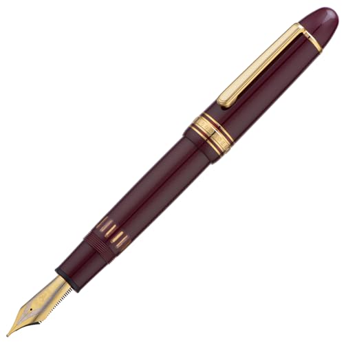 Yongsheng Junlai 930 Acryl Füllfederhalter, Größe 9 Mittlere Feder mit Kolbenfüllsystem, Wein Rot Zaun Tinte Tank Design Glattes Schreibgerät (Goldener Rand) von Wikult