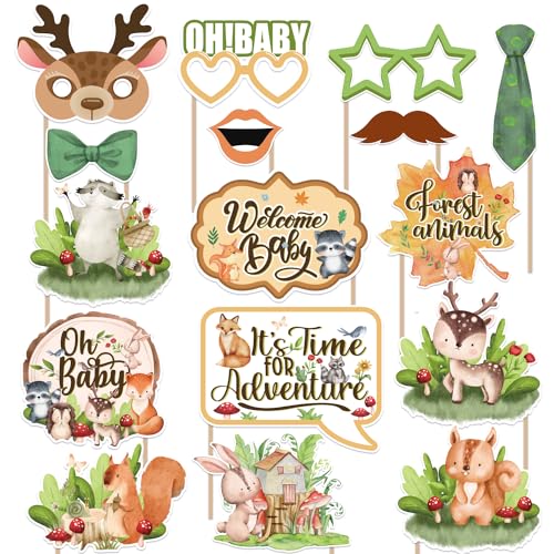 Woodland Babyparty-Dekorationen, Fotoautomaten-Requisiten, Waldtiere, Babyparty-Dekorationen, Woodland Baby Shower Foto-Requisiten für Mädchen, Jungen, Wald, Waldwesen, Babyparty, Geburtstag, Camping, Woodland Babyparty-Dekorationen, Fotoautomaten-Requisiten, Waldtiere, Babyparty-Dekorationen, Woodland Baby Shower Foto-Requisiten für Mädchen, Jungen, Wald, Waldwesen, Babyparty, Geburtstag, Camping, von Wilburies