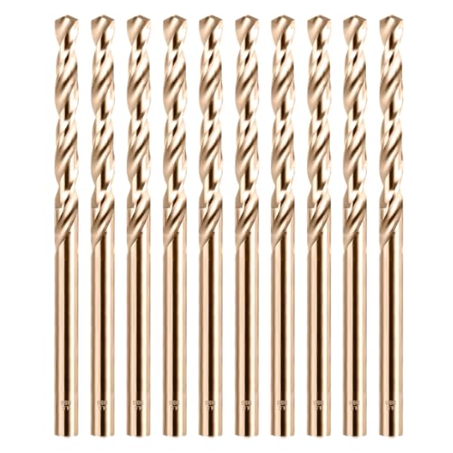 Kobalt-Bohrer-Set, 4,5 mm, M35-Spiralbohrer, gerader Schaft, 4,5 mm Hochgeschwindigkeitsstahlbohrer zum Bohren in Hartmetall, Edelstahl, Gusseisen, 10 Stück Kobalt-Bohrer-Set, 4,5 mm, M35-Spiralbohrer, gerader Schaft, 4,5 mm Hochgeschwindigkeitsstahlbohrer zum Bohren in Hartmetall, Edelstahl, Gusseisen, 10 Stück von WildBossy