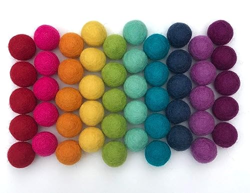 Wildflower by Hu Hands 50 Pompons aus Wollfilz, 100 % handgefertigt, Motiv Regenbogen von Wildflower by Hu Hands