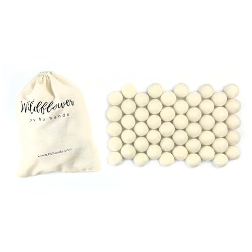 Natürliche weiße Filzkugeln 2,5 cm | (50) Woll-Pompons | handgefilzte Pompons zum Basteln, Filzen, Girlanden, Dekor, Party | Musselinbeutel von Wildflower by hu hands