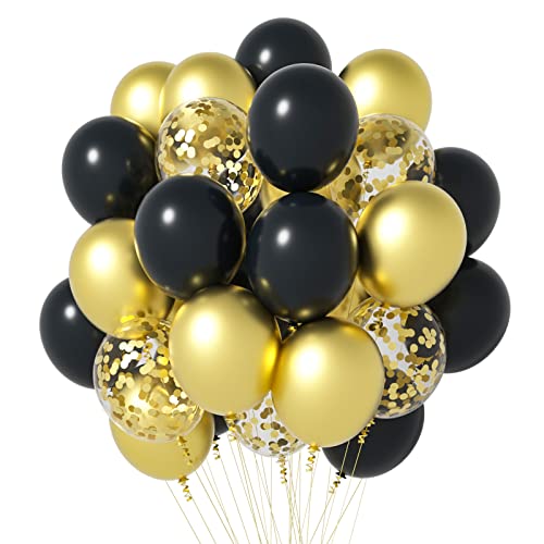 70pcs Schwarz und Gold Konfetti Luftballons, Wiletasz 30cm Metallic Gold Schwarz Latex Ballons Party Ballons Helium Ballons für Baby Dusche, Geburtstag, Graduierung, Jahrestag Dekoration 70pcs Schwarz und Gold Konfetti Luftballons, Wiletasz 30cm Metallic Gold Schwarz Latex Ballons Party Ballons Helium Ballons für Baby Dusche, Geburtstag, Graduierung, Jahrestag Dekoration von Wiletasz