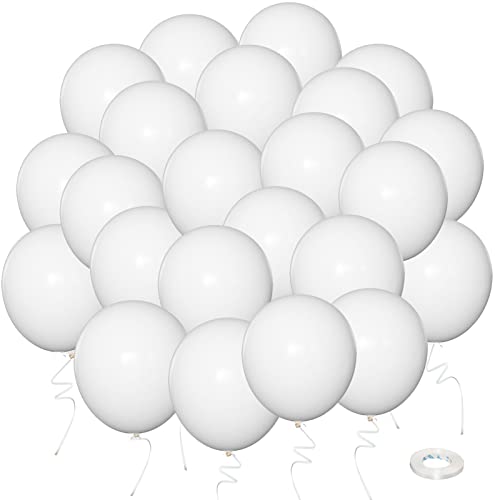 Wiletasz 100 Stück Weiße Luftballons, 30 cm Latex Weiß Party Luftballons Helium 12 Zoll Weiß Luftballons Girlande für Babyparty, Hochzeit, Geburtstagsfeier Dekoration von Wiletasz