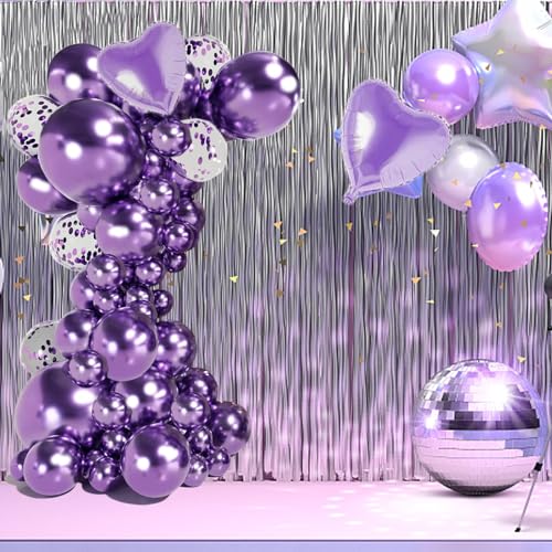 Wiletasz 82 Stück Metallic Lila Ballon Verschiedene Größen 18/12/10/5 Zoll Lila Ballongirlande Kit Lila Partyballons für Halloween Abschlussfeier Babyparty Geburtstag Partydekorationen von Wiletasz