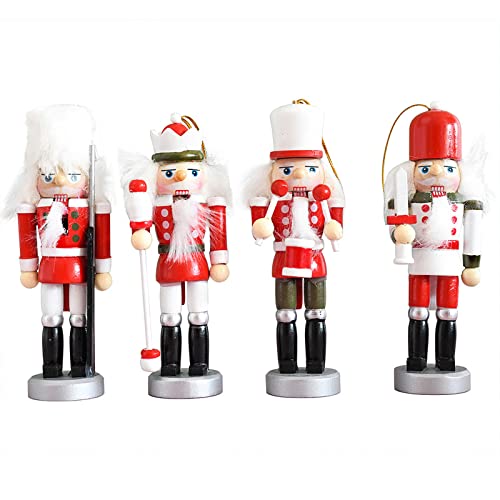 4 Stück Weihnachten Holz für Handwerk Soldat Miniaturfiguren Puppen Spielzeug Home Dekorationen Neujahr Geschenk Holz Soldat Spielzeug Tischpuppe von Wilgure