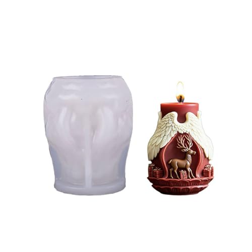 Weihnachtskerze Schimmel Santa Silikonform Backformen Seifen Elchs Gusspflaster Weihnachtskerze Weihnachtsmann Silikon Elks Epoxidharz von Wilgure