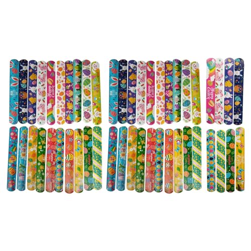 Wilgure Lustig gefüllte Oster-Schnapparmbänder 48 Stück Oster-Party-Bänder für festliches Spaßspielzeug zufällige Stile Überraschung Ostergeschenke von Wilgure