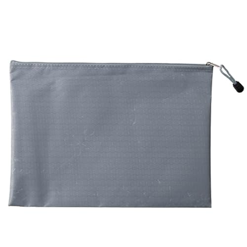 Leichter Aktenordner, Oxford-Stoff, Dokumententasche mit Reißverschluss, großes Fassungsvermögen, wasserdicht, Schlüsselband-Design, Dokumenten-Aufbewahrungstasche, Bürobedarf, Grau, A4 von Wilitto