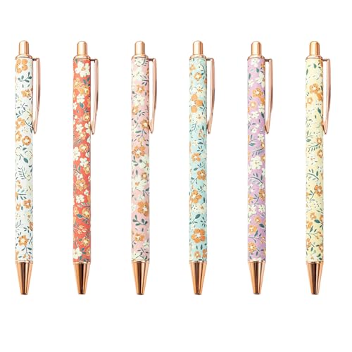 Wilitto Blumenstifte, 6 Stück, Kugelschreiber, Blumenmuster, Unterschriftenstift, glattes Schreiben, Schreibwaren-Stift für Kollegen, Lehrer, Studenten A von Wilitto
