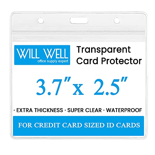 Will Well Ausweishalter mit Löchern für Schlüsselbänder und Schlüsselanhänger, horizontal, transparenter Kunststoff, 9,4 x 6,3 cm, Innengröße, passend für bis zu 3 Karten, 0,8 mm dick, wasserdicht, Will Well Ausweishalter mit Löchern für Schlüsselbänder und Schlüsselanhänger, horizontal, transparenter Kunststoff, 9,4 x 6,3 cm, Innengröße, passend für bis zu 3 Karten, 0,8 mm dick, wasserdicht, von Will Well