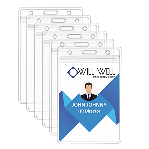 Will Well Ausweishalter mit Löchern für Schlüsselbänder und Schlüsselanhänger, vertikal, transparenter Kunststoff, 6,3 x 9,4 cm, Innengröße, passend für bis zu 3 Karten, 0,8 mm dick, wasserdicht, Will Well Ausweishalter mit Löchern für Schlüsselbänder und Schlüsselanhänger, vertikal, transparenter Kunststoff, 6,3 x 9,4 cm, Innengröße, passend für bis zu 3 Karten, 0,8 mm dick, wasserdicht, von Will Well