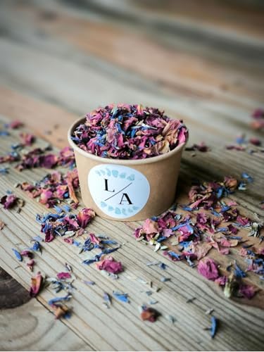 Blütenkonfetti Fairytale mit Bechern und individuellem Sticker | 1L (50g) & 10 braune Becher | Hochzeit | Geburtstag | Events | nachhaltiges Konfetti | Dekoration (Layout 3) von Willach GbR