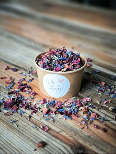 Blütenkonfetti Fairytale mit Bechern und individuellem Sticker | 1L (50g) & 10 braune Becher | Hochzeit | Geburtstag | Events | nachhaltiges Konfetti | Dekoration (Layout 7) von Willach GbR