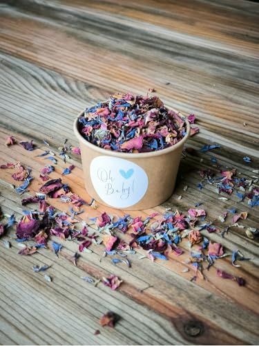 Blütenkonfetti Fairytale mit Bechern und individuellem Sticker | 1L (50g) & 10 braune Becher | Hochzeit | Geburtstag | Events | nachhaltiges Konfetti | Dekoration (Layout 8) von Willach GbR