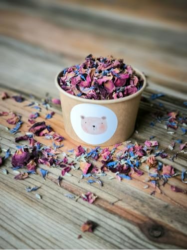 Blütenkonfetti Fairytale mit Bechern und individuellem Sticker | 1L (50g) & 10 braune Becher | Hochzeit | Geburtstag | Events | nachhaltiges Konfetti | Dekoration (Layout 9) von Willach GbR