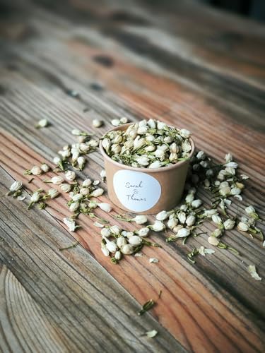 Blütenkonfetti Ivory Jasmin mit Bechern und individuellem Sticker | 1L (90g) & 10 braune Becher | Hochzeit | Geburtstag | Events | nachhaltiges Konfetti | Dekoration (Layout 5) von Willach GbR