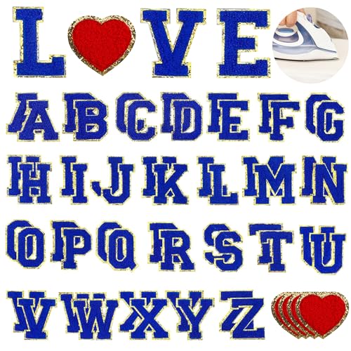 Chenille-Buchstaben zum Aufbügeln, adrette Buchstaben-Aufnäher A-Z, Alphabet-Aufkleber für Kleidung, Rucksäcke, bestickte Applikation, Initiale, blau, 5,6 cm, 56 Stück Chenille-Buchstaben zum Aufbügeln, adrette Buchstaben-Aufnäher A-Z, Alphabet-Aufkleber für Kleidung, Rucksäcke, bestickte Applikation, Initiale, blau, 5,6 cm, 56 Stück von Willdone