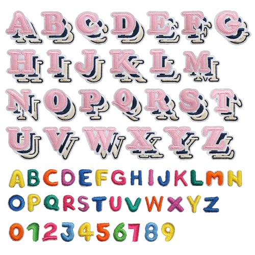Kleine Buchstaben zum Aufbügeln für Stoff, Alphabet, bestickter Aufnäher A-Z, zum Aufbügeln, Stickerei-Buchstaben und Zahlen für T-Shirts, Kleidung, Hut, Jeans (2,5 cm), 114 Stück von Willdone
