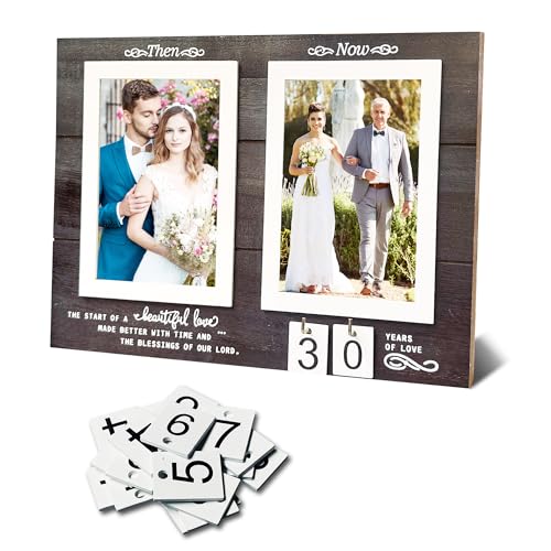 Then & Now Jubiläums-Bilderrahmen, 1–99 Jahre Hochzeitsgeschenke für Paare, Jahrestags-Holz-Bilderrahmen, Verlobungsgeschenk, Brautparty, Geschenke mit sentimentalem Zitat, für 2 Fotos à 10,2 x 15,2 Then & Now Jubiläums-Bilderrahmen, 1–99 Jahre Hochzeitsgeschenke für Paare, Jahrestags-Holz-Bilderrahmen, Verlobungsgeschenk, Brautparty, Geschenke mit sentimentalem Zitat, für 2 Fotos à 10,2 x 15,2 von Willdone