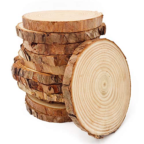 Holzscheiben 12 Stücke Holz Log Scheiben 9-10cm Unvollendete Holzkreise Ungebohrte Holzkreise ohne Loch für DIY Handwerk Holz-Scheiben Hochzeit Mittelstücke Weihnachten Dekoration Baumscheibe… von William Craft