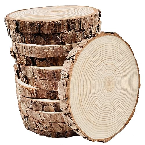 Unlackierte Holzscheiben für Tafelaufsätze, 18 Stück, 13 - 14 cm, runde Holzscheiben mit Baumrinde, Plätzchen-Kreise zum Basteln, Weihnachtsschmuck, Holzscheibe für rustikale Hochzeitsdekoration von William Craft