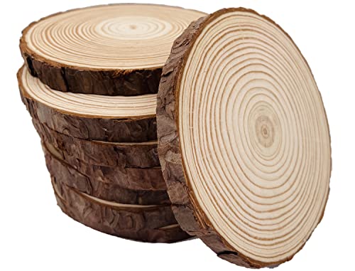 Unlackierte Holzscheiben mit Baumrinde, 9 Stück, 12,7-14 cm, Scheibenuntersetzer, Holzuntersetzer, Bastelset, Kreise, Basteln, Weihnachtsschmuck, Basteln, mit Rinde für Handwerk, rustikale Hochzeit Unlackierte Holzscheiben mit Baumrinde, 9 Stück, 12,7-14 cm, Scheibenuntersetzer, Holzuntersetzer, Bastelset, Kreise, Basteln, Weihnachtsschmuck, Basteln, mit Rinde für Handwerk, rustikale Hochzeit von William Craft